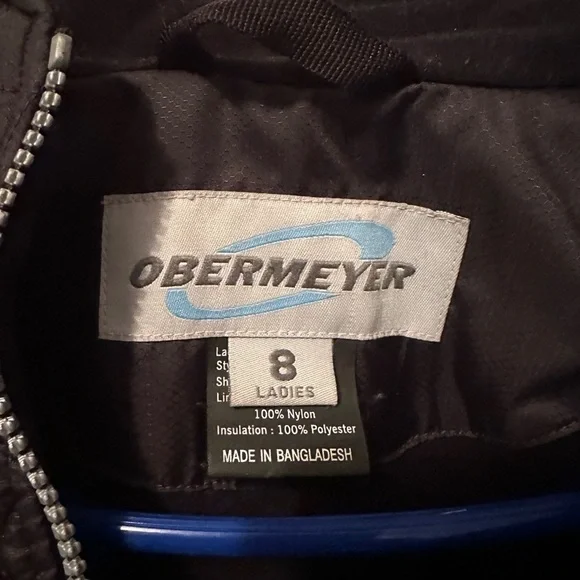 Obermeyer Quilted Jacket Zip Front Fleece Lined Black Women's Size 8 - Picture 3 of 4